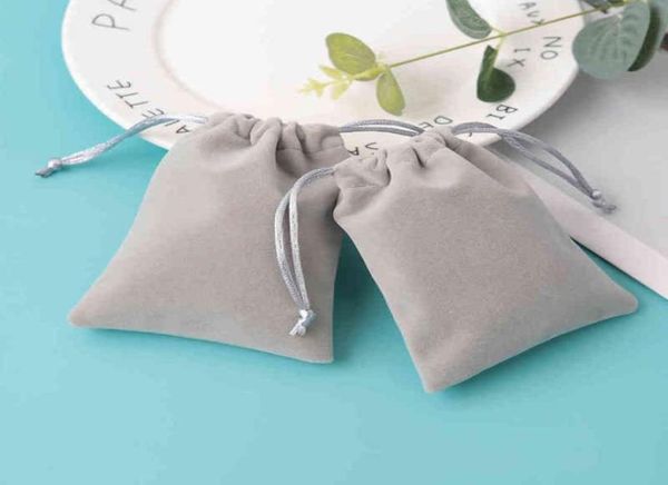 

100 personalized drawstring velvet bag grey jewelry packaging chic small wedding party pouch christmas birthday gift bags9069321, Pink;blue