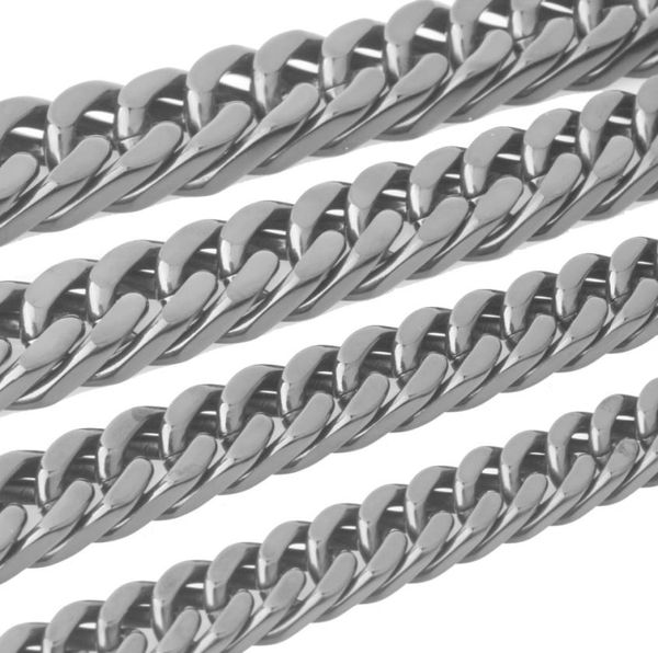 

necklaces 703903940039039 wide 681012151719mm black stainless steel men cuban link chain curb neckl6205719, Silver