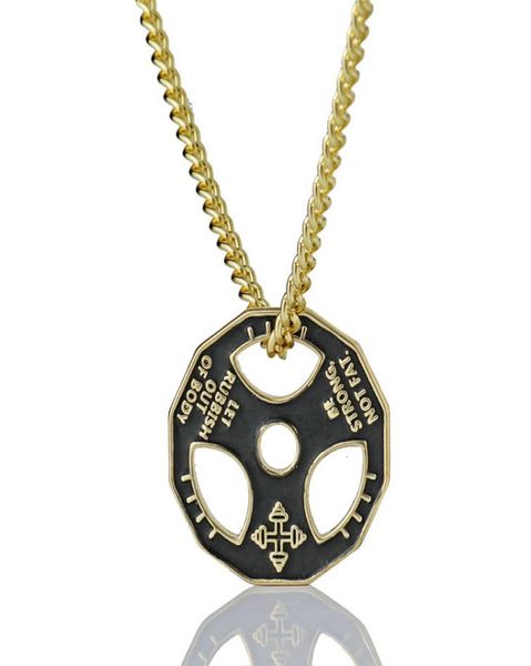 

fitness gym dumbbell weight lifting plate barbell chain pendant charm necklace7844624, Silver