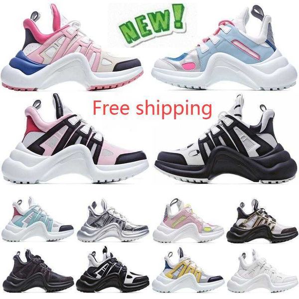 

french luxury brand archlight series casual shoes runway lace up white mesh black breathable bow high sole platform trainers leather sneaker