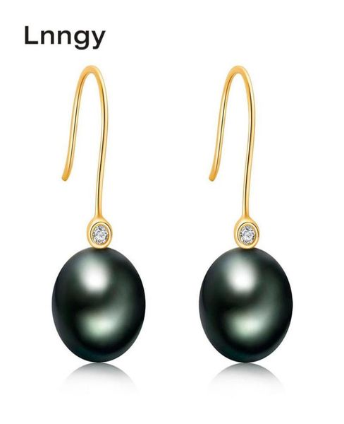 

dangle chandelier lnngy 18k gold tahiti pearl drop earrings 1011mm black solid whiteyellowrose real diamond women1511232, Silver