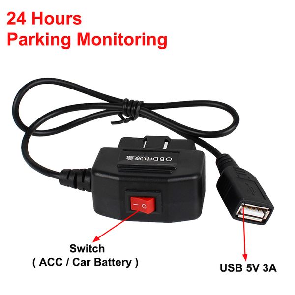 

car dvr hardwire kit for low vol protection 5v 3a usb port car charge cable obd dashcam 24h parking monitoring car accessory