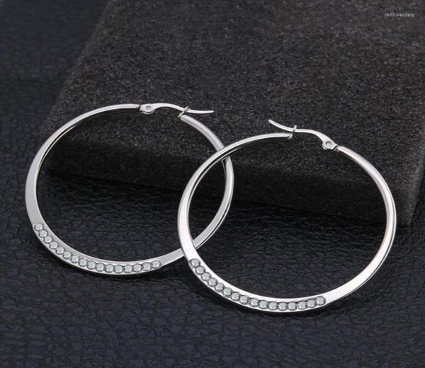

hoop huggie crystal steel big circle earrings modern smooth round creole loop earring girl stainless jewelry womanhoop huggiehoo8457793, Golden;silver