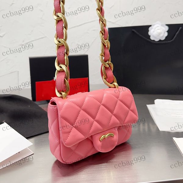 

22ss designer mini womens shoulder bag clamshell hardware metal buckle gold thick chain handbag crossbody bag makeup case purse vintage purs