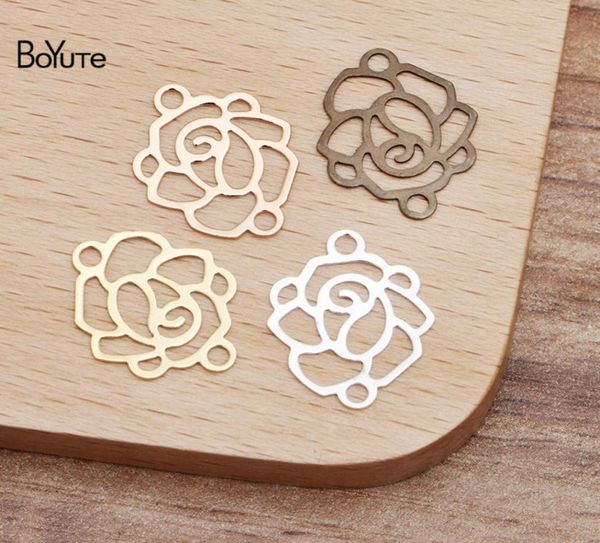 

boyute 100 pieceslot 1417mm metal brass filigree rose flower connector charms diy hand made jewelry accessories whole8843095, Silver