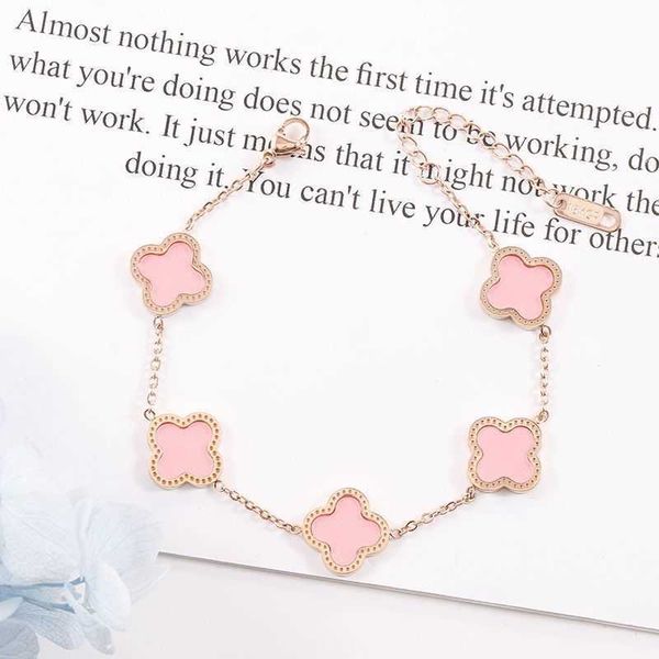 

van clover bracelet colorfast and washable high edition fourleaf clover bracelet for students, Golden;silver