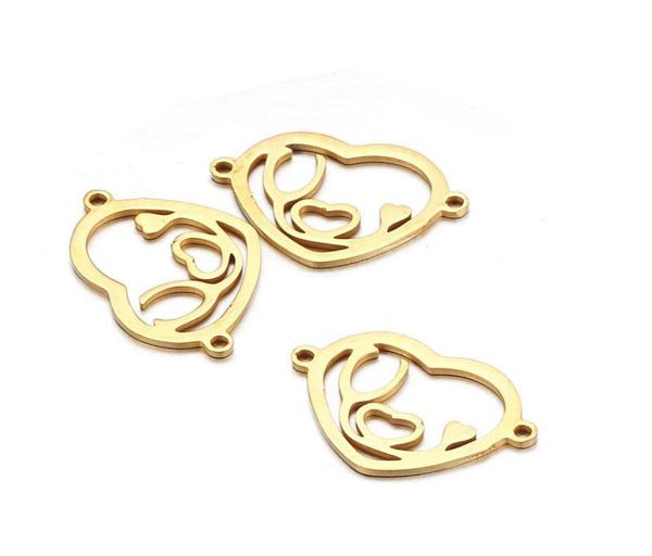 

20135mm stainless steel hollow heart charms i love you letter pendant accessories for bracelet diy jewelry making whole1834380, Bronze;silver