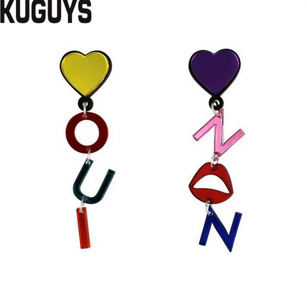 

letters long dangle drop earrings for women trendy art lets dance fashion jewelry mirror acrylic accessories298e, Silver