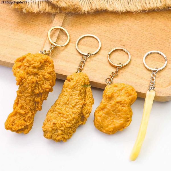 

678x keychains lanyards fried chicken simulation food keychain french fries drumstick chicken nuggets key chain restaurant client gift chef, Silver