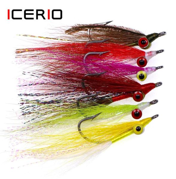 

icerio 10pcs clouser deep minnow streamers stainless steel hook artificial flies bass saltwater fishing fly lure bait 2011033290833
