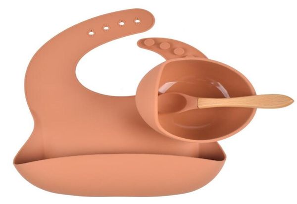 

baby feeding set food grade silicone bibs baby plate nonsilp suction bowl kids tableware waterproof bib bpa spoon 3pcsset w2964362