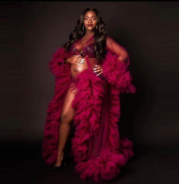 

african burgundy prom dresses for pregnant women fluffy ruffles robe long party gowns for pography maternity nightgowns1514296, Black