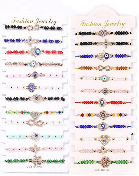 

12pcs evil eye bracelets for women girls boys braclets set protection amulet anklets rope string chain adjustable bangle jewelry g9741811, Golden;silver