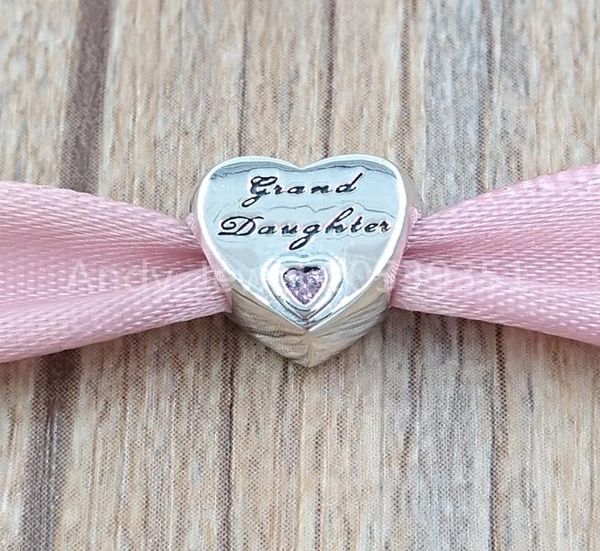 

andy jewel authentic 925 sterling silver beads granddaughter's love charm pink cz charms fits european style jewelry bracelets & neckla, Black