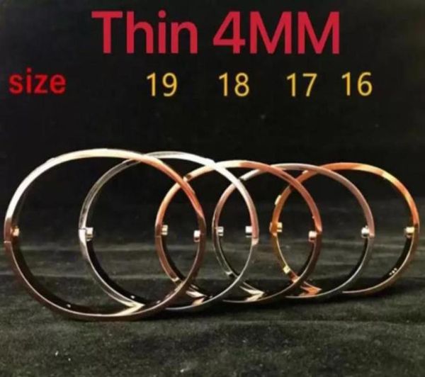 

thin 4mm bracelet charm bangles women men 4cz titanium steel screw screwdriver love bracelets gold nail bracelet couples gift2989667, Golden;silver