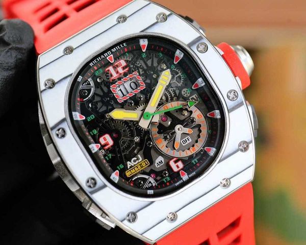 

designer classical men wrist watches superb rm62-01 watch tger fully automatic mechanical movement sapphire mirror ntpt carbon fiber case wi, Slivery;brown