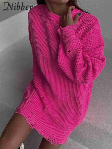 

women's sweaters nibber fashion solid color pullover sweater knitted fabric loose for casual women going out commute street wear fall n, White;black
