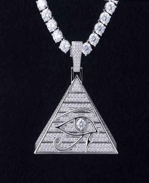 

new horus eye pyramid hip hop necklace pendant egyptian triangle jewelry8273116, Silver