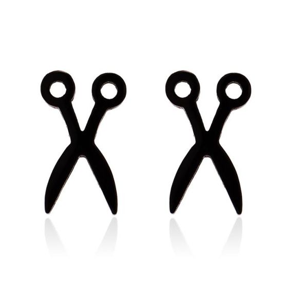 

womens mens scissors shape earring studs stainlss steel cartilage ear piercings jewlelry1872612, Golden;silver