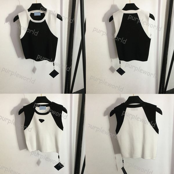 

women knits tank r embroidery vest sleeveless breathable splice knitted pullover womens sport, White