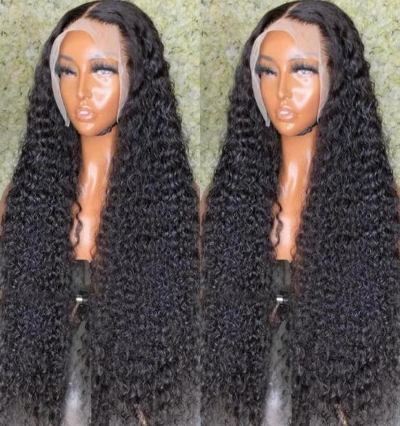 

lace wigs 13x6 hd transparent brazilian deep wave curly front human hair wig 30 40 inch 250 density frontal for black women85952304761443, Black;brown