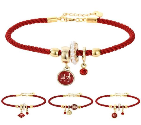 

men women chinese charm rope chain friendship red bracelets for lucky string bracelet lover gift8335732, Golden;silver