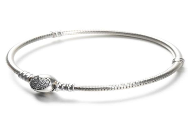 

100% 925 sterling silver womens bracelets white cz micro paved heart bracelet with box for beads european charms5513097, Golden;silver