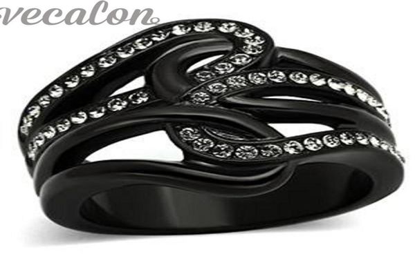

vecalon brand fashion wedding band ring for women z simulated diamond cz 10kt black gold filled female party finger ring7477086301735, Slivery;golden
