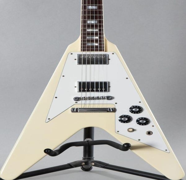 

2022 custom shop 70039s flying v block inlays vintage gloss classic white electric guitar3414132
