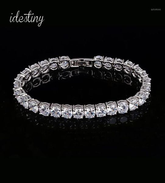 

1111 tennis bracelet for woman with charm 6mm round cubic zirconia pulseira classic wedding jewelry lady bracelet12570351, Black