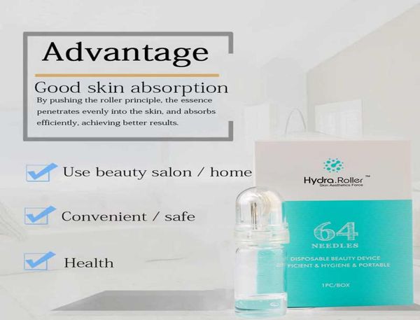 

portable titanium microneedle automatic hydra needle derma roller 64 pin gold tips micro needles with gel tube reuseable skin beau5364064