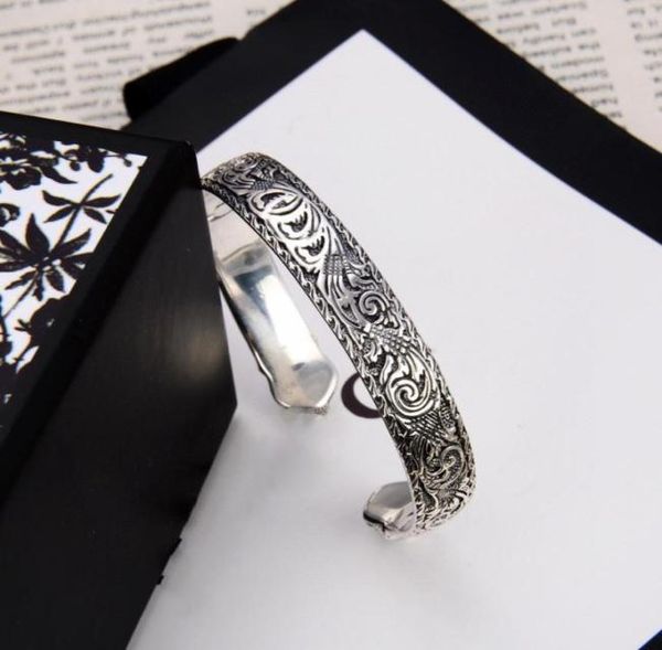 

luxury design silver plated bracelet retro fashion design tiger letter bracelet opening adjustable jewelry supply nrj98666506207365, Black