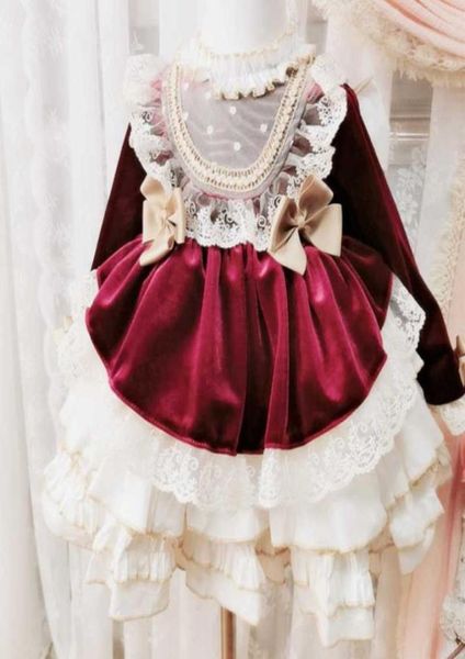 

girl039s dresses 2022 children039s flower girl dress oneyearold baby birthday party princess thickening winter cute spanis6162746, Red;yellow