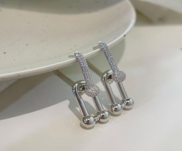 

925 silver hard wear dangle rhinestone earrings for women big size5187856