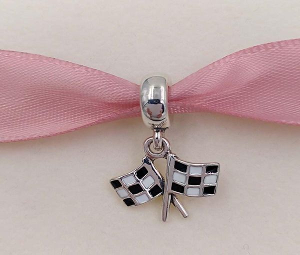 

andy jewel authentic 925 sterling silver beads chequered flags pendant charm charms fits european style jewelry bracelets & necklace 791508e, Black