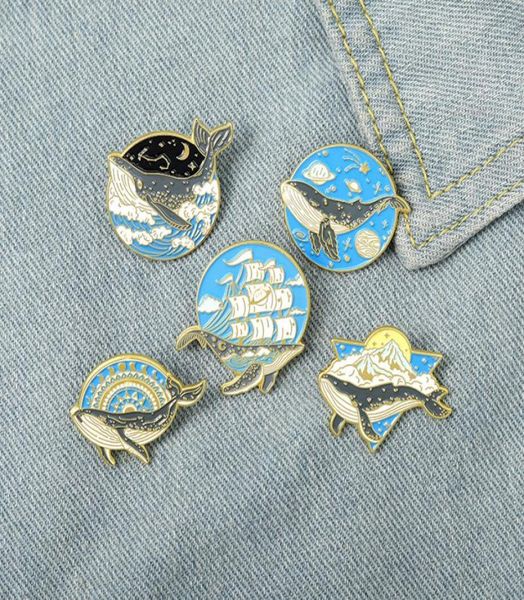 

animal whale sailboat planet cowboy pins geometric moon star wave badge accessories cartoon clothes collar bags brooches or2805186, Gray