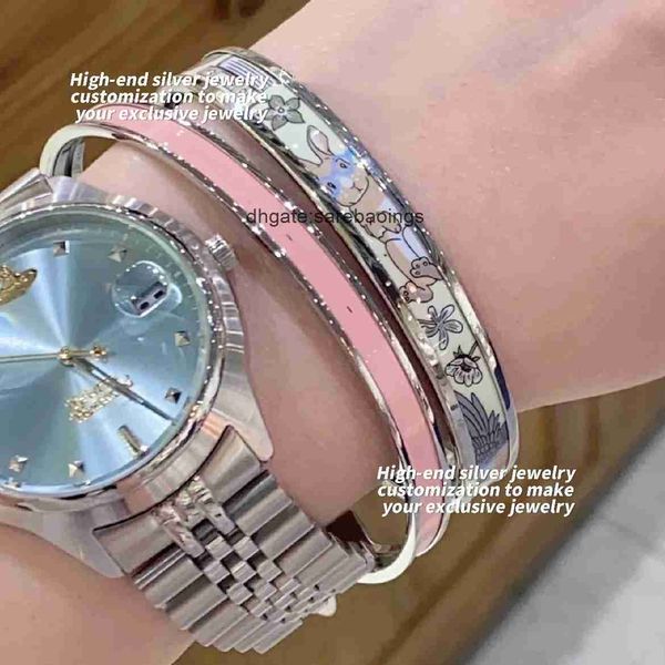 

aher mas designer luxury brand enamel bracelet enamel bracelet narrow edition bracelet silver honey overlay gift for men and women tidal cir, Black