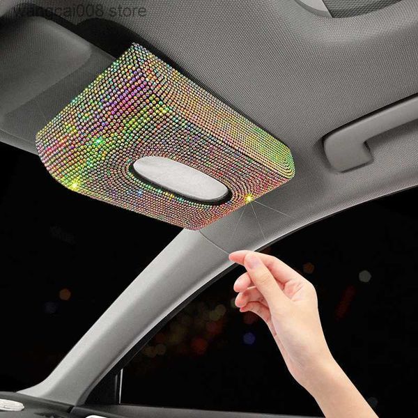 

car tissue box glitter pretty accessories crystal leather napkins holder papers boxes bling interior decoration woman car sun visor tissue b