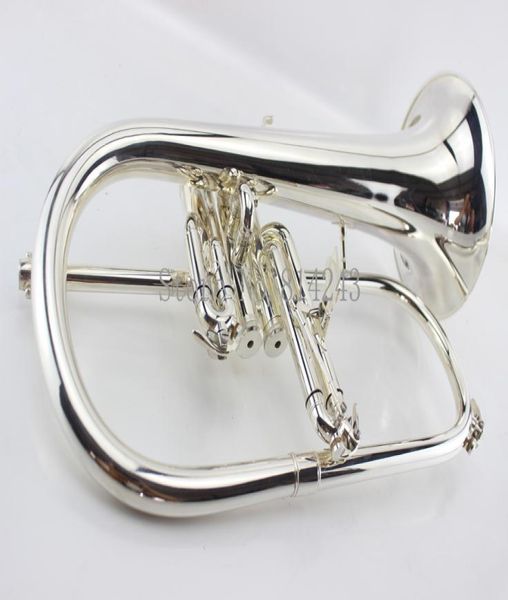 

american bach flugelhorn brass silver plated b flat bb trumpet musical instruments trompete horn with case 4224430