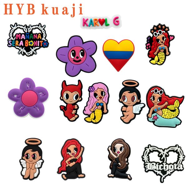 

hybkuaji karol g shoe charms custom shoe decorations wholesale, White;pink