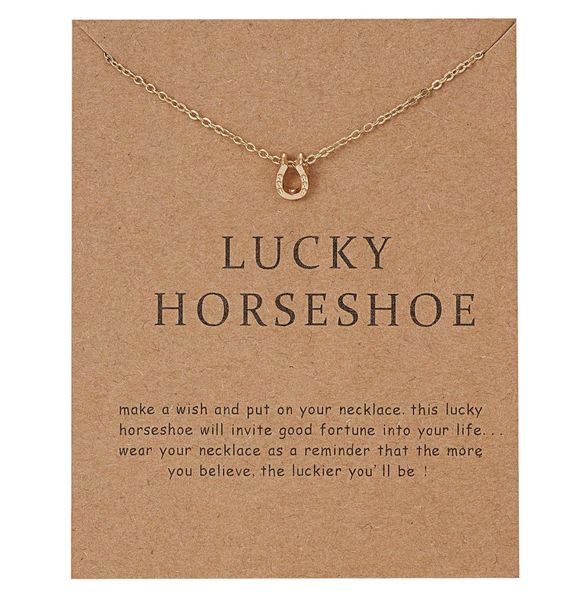 

lucky horseshoe paper card horse039s hoof print combine gold necklace personality clavicle chain9013976, Silver
