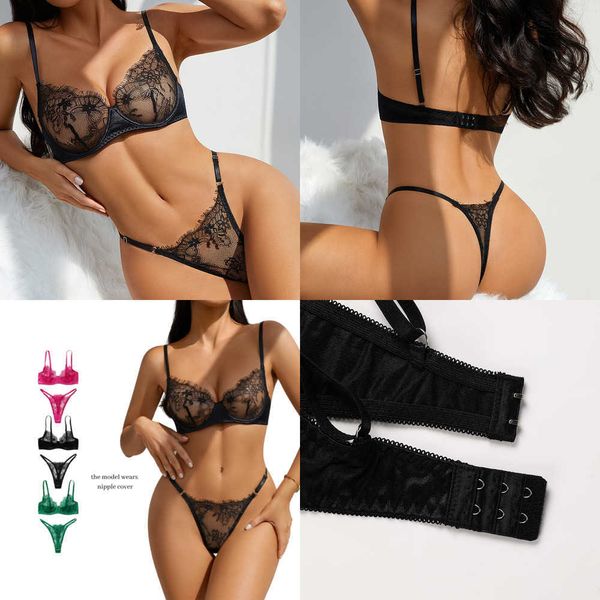 

nxy new lingerie lace bra set transparent erotic lingerie set push up bra briefs panty set see through bra underwear women set 230717, Red;black