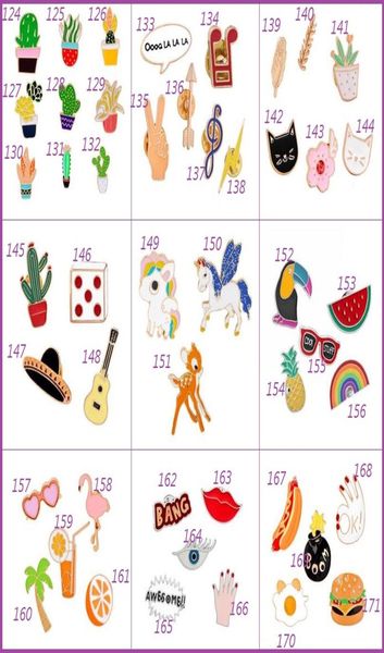 

200 style enamel colorful lapel pins brooches backpack shirt collar decor badges for jeans brooches bird flower tree fruit cactus 9262724, Gray