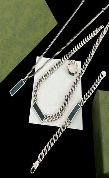 

22ss jewelry 925 silver g letter green enamel pendant necklace men039s and women039s fashion bracelet holiday gift3383361