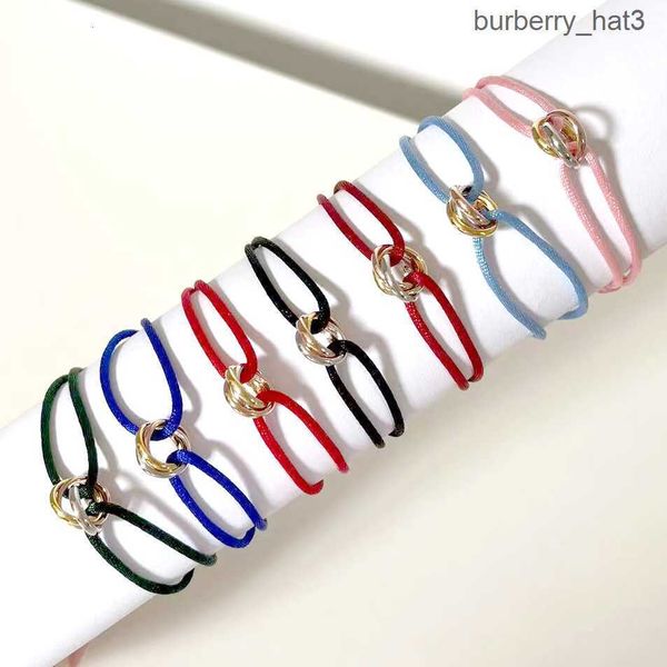 

designer jewelry three circles charm bracelets couple bracelet stainless steel tricyclic hand rope black red pink blue many colors handstrap
