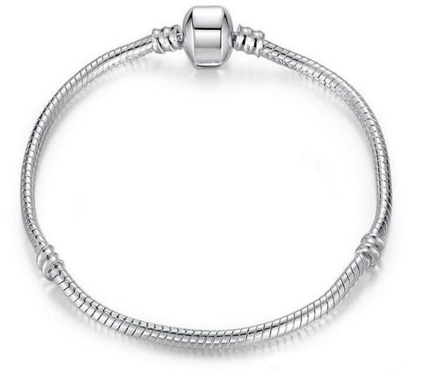 

925 silver plated bracelet chain with barrel clasp fit european beads for bracelets with without logo diy 20 pcs 236744