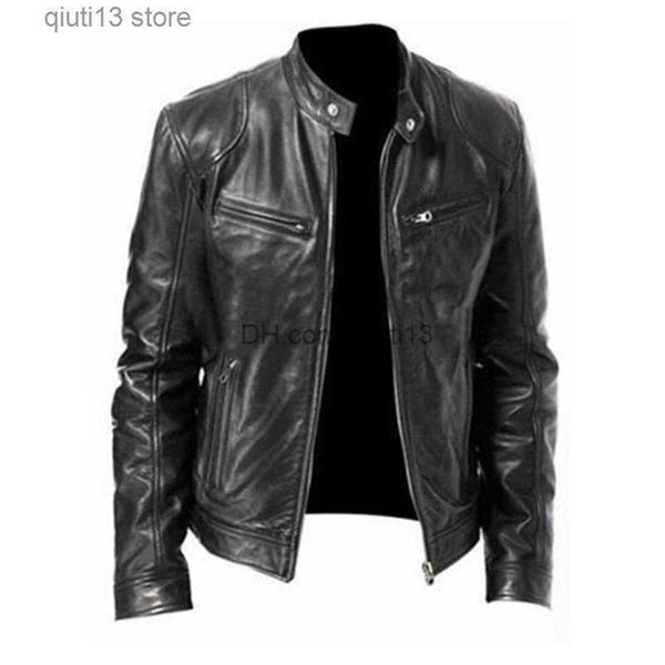 

men's jackets mens leather jacket autumn winter business gentleman warm zipper cardigan pocket pu leather jacket stand collar slim coat, Black;brown