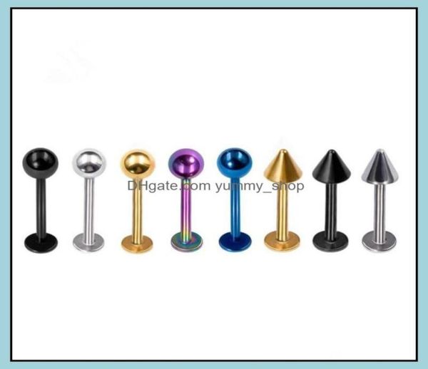 

labret jewelrytapered ball spike stainless steel tragus ear lip labret rings helix earring body piercing jewelry drop delivery 203332388, Black