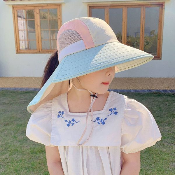 

caps hats summer baby sun hat with neck flap wide brim beach hat kids bucket hat uv protection panama cap outdoor swim vacation beach hat 23, Yellow