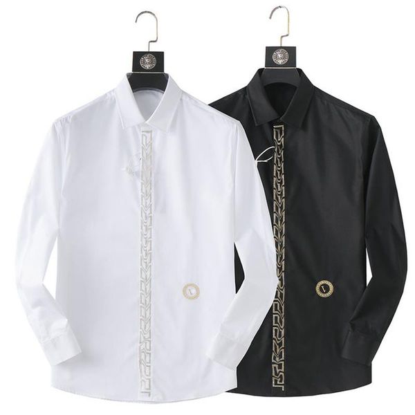 

2023fashion male shirt long-sleeves double collar business shirt mens dress shirts slim men -3xl89, White;black